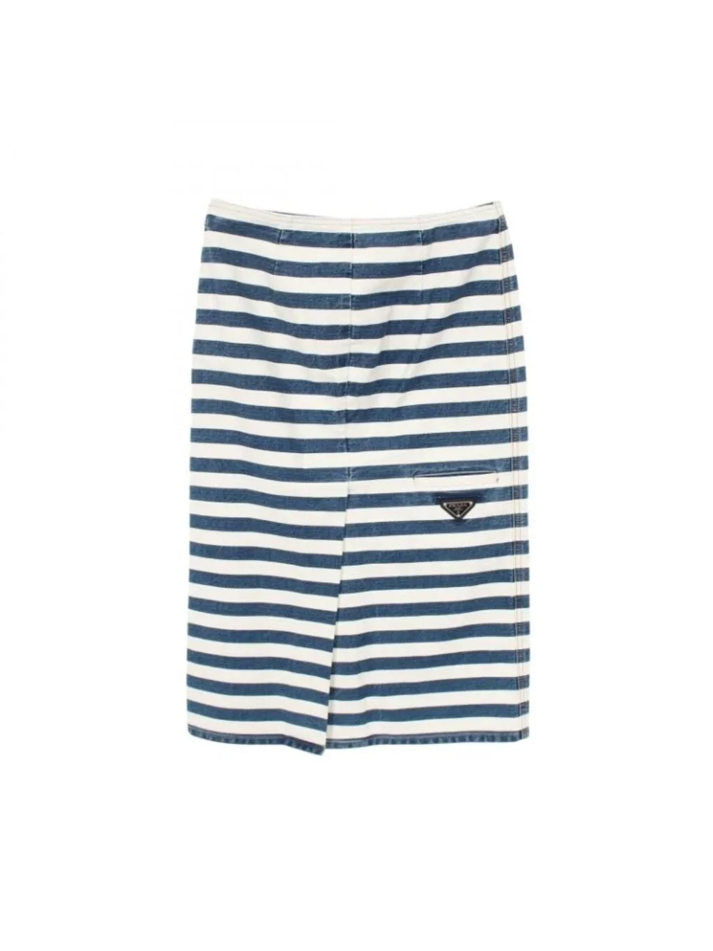 Prada Skirt Triangle Plate Border Cotton Denim